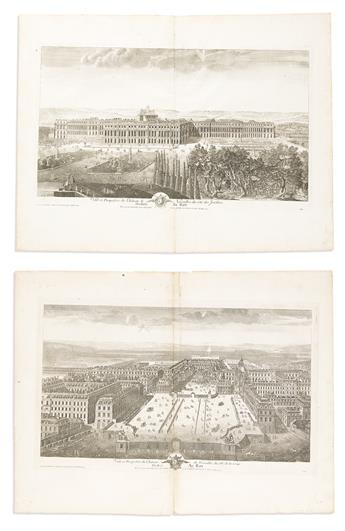 (VERSAILLES.) Pierre Menant. Group of 6 fine double-page engraved views of the chateaus and gardens of Louis XIV.